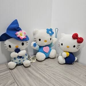 Hello Kitty Lot Claw Machine Prize Eikoh  Blue Witch Plush Doll Hug button Japan